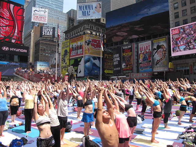 Yoga in Times Square for Summer Solstice
