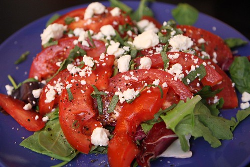 Local Tomatoes with Feta, Olive Oil, and Mom's Garden Sage