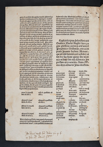 Monastic ownership inscription in Burlaeus, Gualtherus: Expositio in artem veterem Porphyrii et Aristotelis (with text)