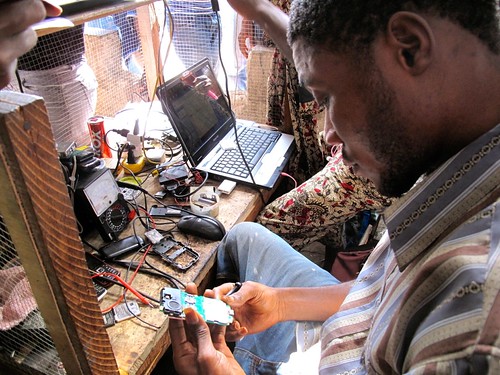 Monrovia's World Trade Centre - mobile phones repairer