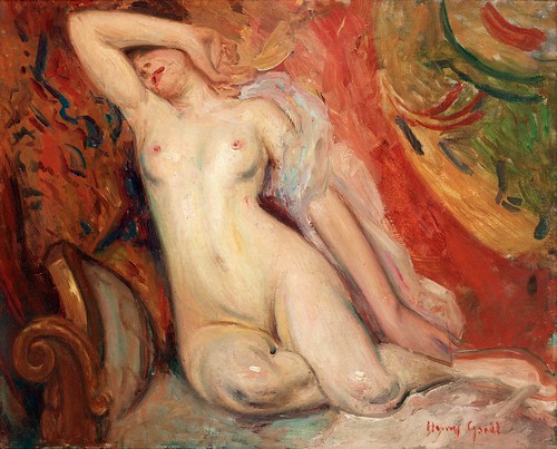Henry Alfred Gsell - Nude On Couch by Gandalf's Gallery