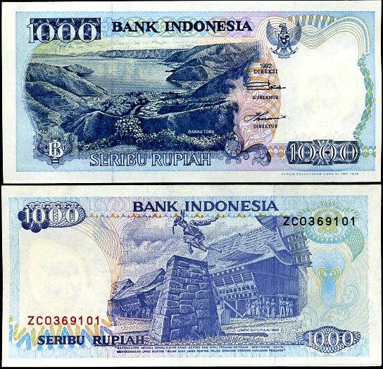 1000 Rupií Indonézia 1992/1995, Pick 129d