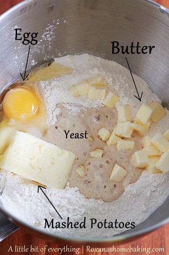 Add the rest of the ingredients to the proofed yeast