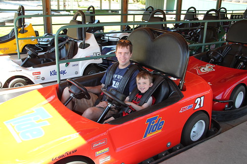 Olsen and Dadda get ready for Go-Karting