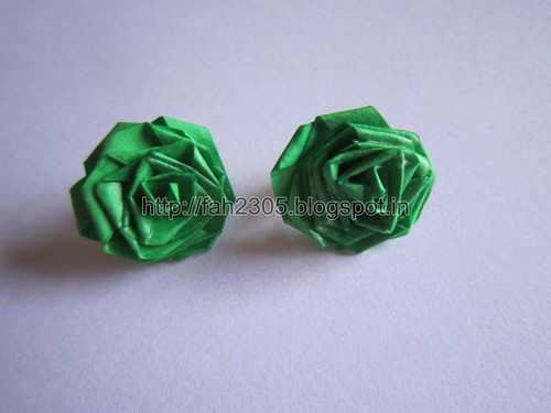 Handmade Jewelry - Paper Rose Earrings (Green) (1) by fah2305