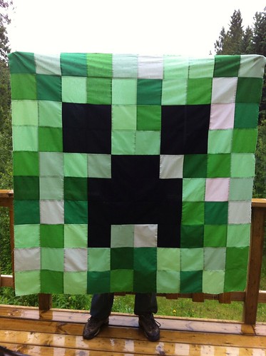 Minecraft Creeper Quilt Top by CoraQuilts ~ MrsCarla