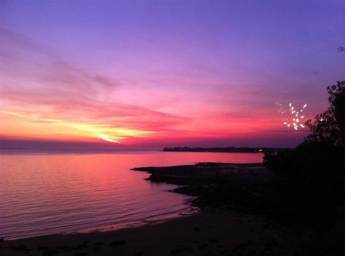 Sunset and fireworks on Territory Day