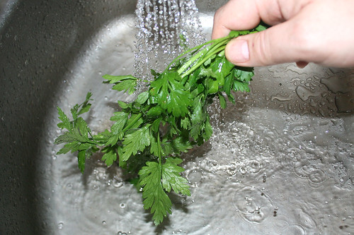 40 - Petersilie waschen / Wash parsley