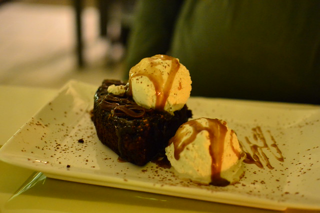 Chocolate Cake with Salted Caramel and Ice Cream