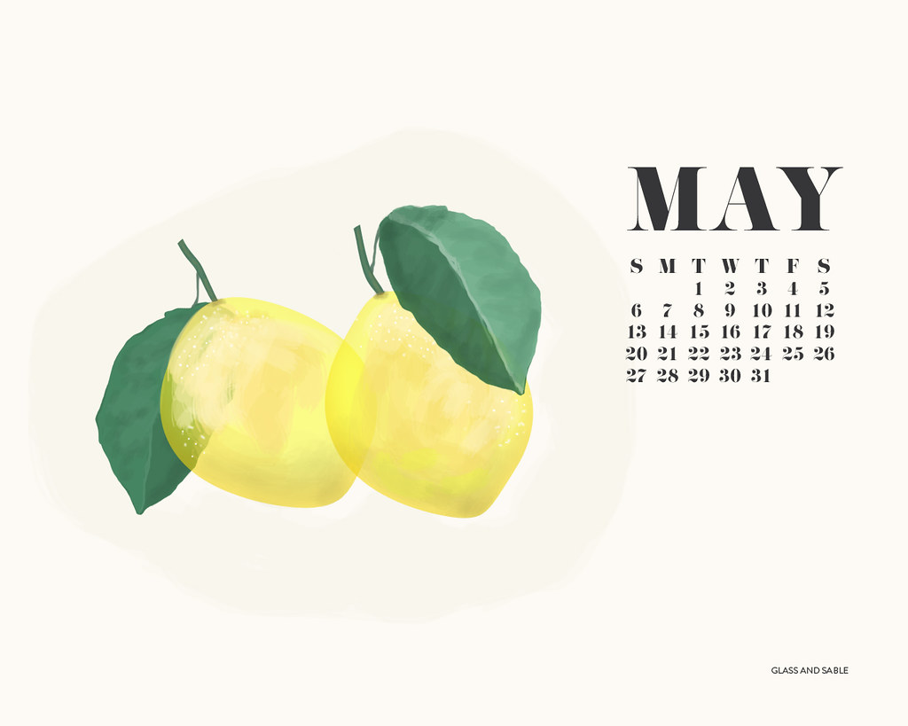 May Desktop Calendar 2012 Illustration Ciara Sames Glass and Sable lemons