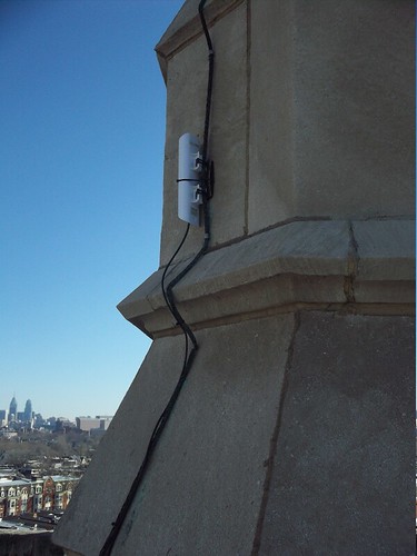 Wireless router on top of Calvary Church. Image credit:Andy Gunn