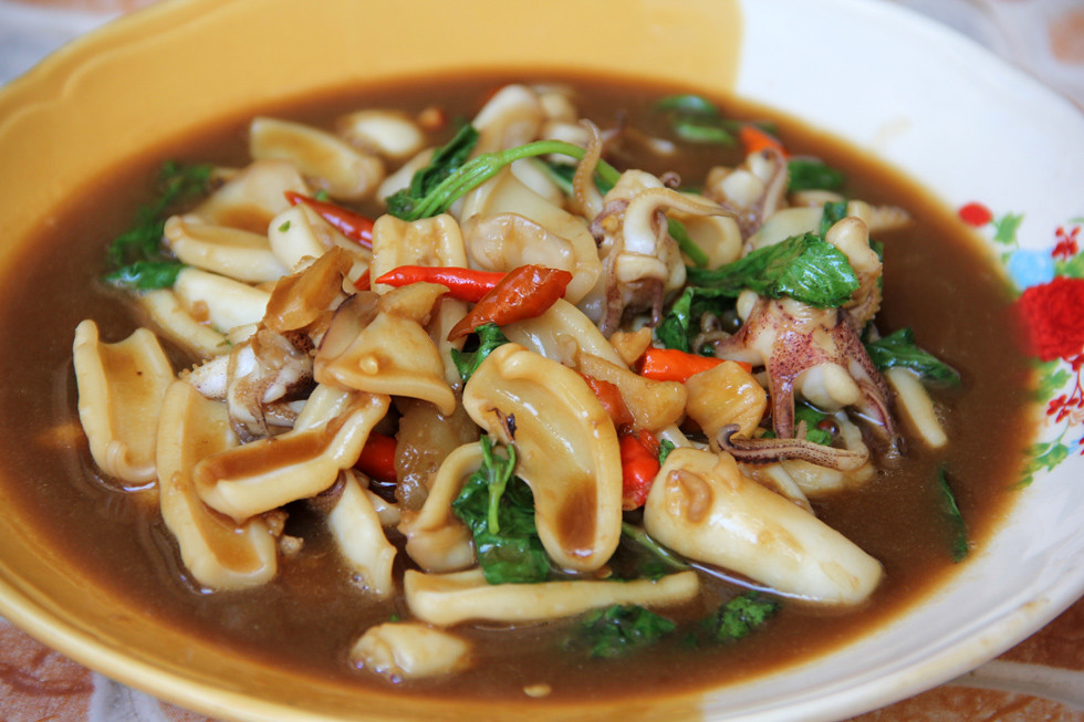 Thai squid with holy basil