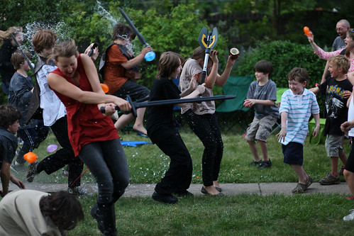 Grailwood: Actors realizing audience is armed with water balloons