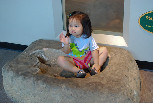 Sitting in a dinosaur's footprint :)