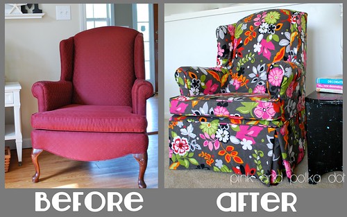 Before / After Gray Floral Slipcover