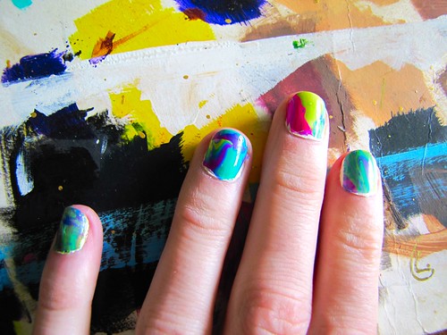 nail marbling first attempt