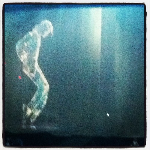 his hologram on the curtain