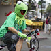 Pedicab driver as Kermit the Frog