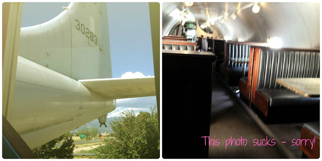 Outside and inside of The Airplane Restaurant in Colorado Springs CO