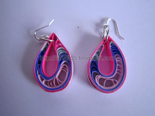 Handmade Jewelry - Paper Quilling Teardrops Earings(Pink,Blue,Sky Blue Dark Pink) (1) by fah2305