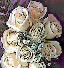 Pale Pink Roses (Digital Woodcut) by randubnick
