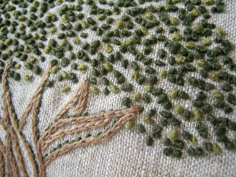hand embroidery tutorial french knot stitch tree crown