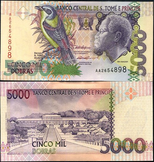5000 Dobras Svätý Tomáš a Princov ostrov 1996, Pick 65