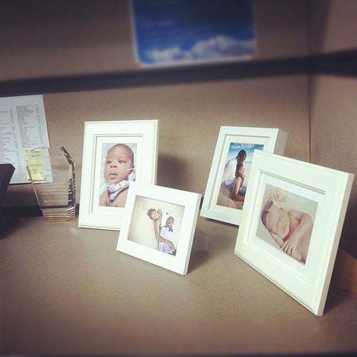 New office location. Trying to make my cube feel more like home. I miss my family #hickstwins