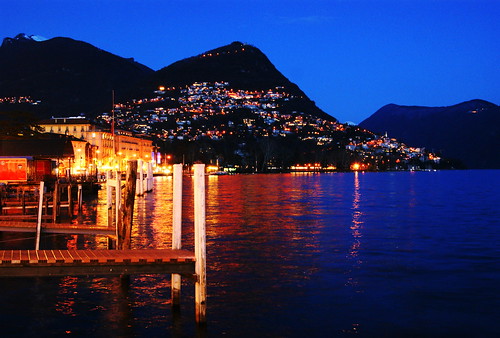 Lake Lugano at night