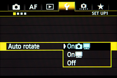 canon 5D mark III mk 3 auto rotate image view lcd