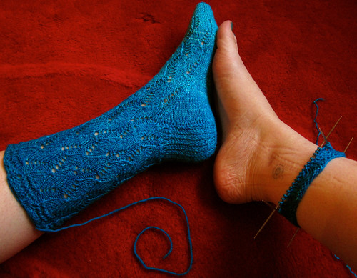 Waving Lace socks progress
