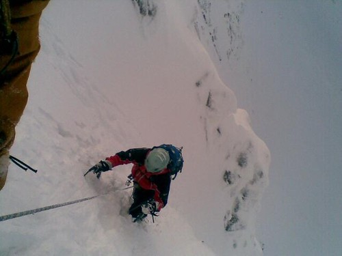 Nearing the top of Patey's Route IV 5*, Coire an t'Sneachda