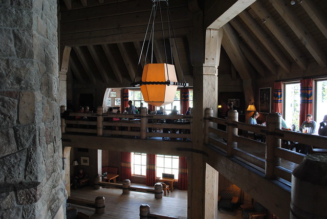 Grab a drink on the third floor of the Timberline Lodge