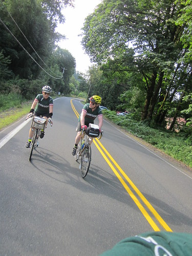 Lesli and Michal, heading up the Scappoose Vernonia climb
