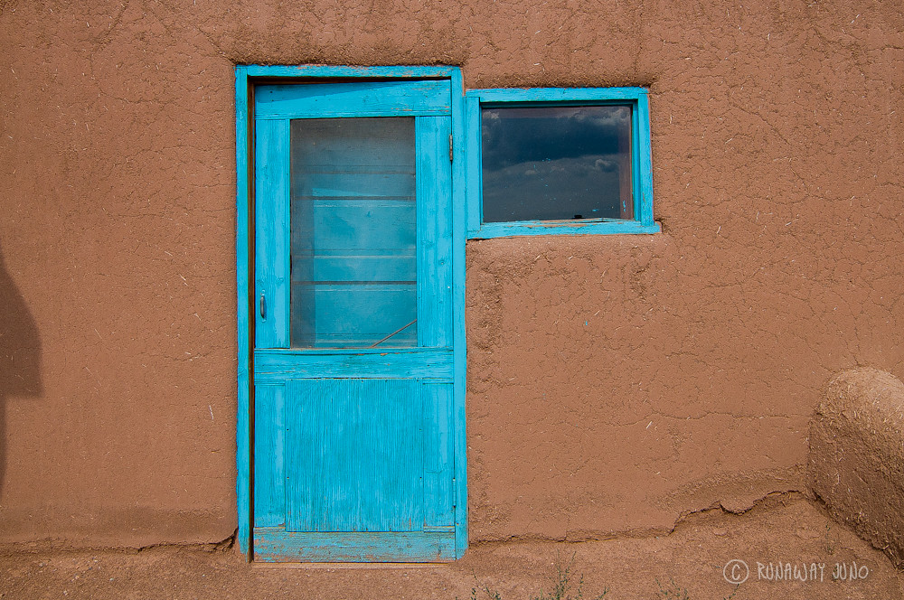 Adobe building door at Taos Pueblo