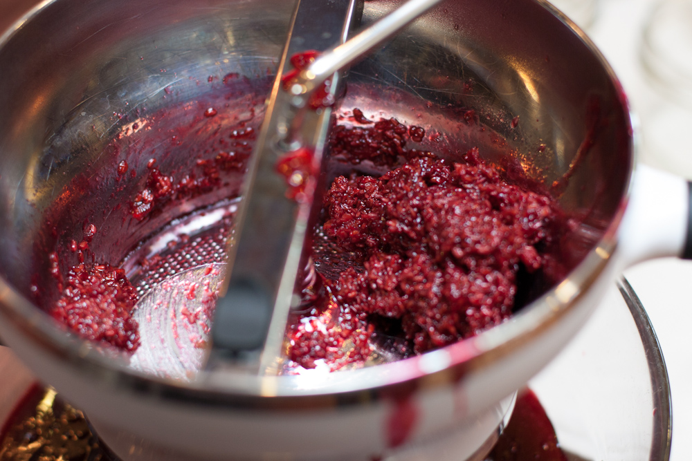 Loganberry jam after food mill, it keeps just the seeds