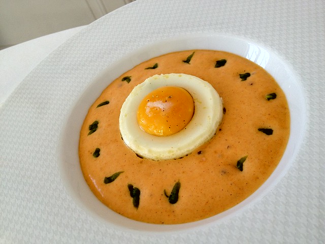 Restaurant Gabriel, Bordeaux -  Chorizo and Asparagus Cream with Egg