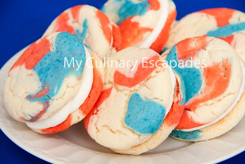 Fourth of July patriotic cookie sandwiches