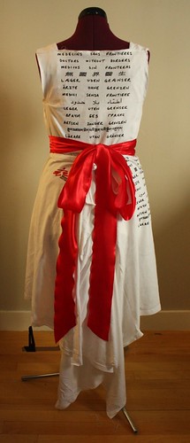 Draped wrap T-shirt wedding dress: back view