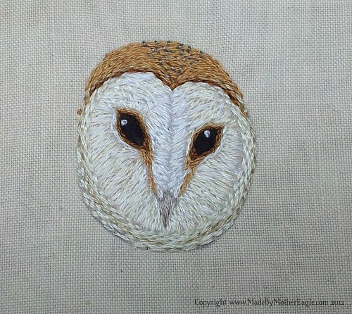 Miniature Barn Owl embroidery