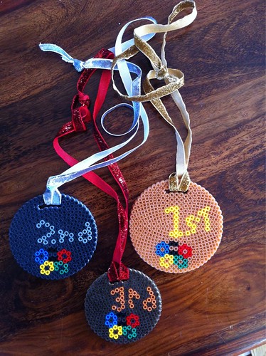 Hama Bead Gold, Silver & Bronze medals.