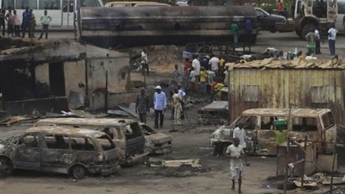 Scene of a Nigerian fuel tanker explosion. Approximately 100 people were killed in the accident. by Pan-African News Wire File Photos