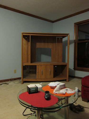 The old empty entertainment center