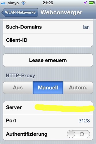 Setting up a proxy in IOS