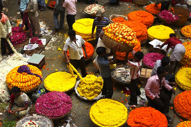 Flower market from above