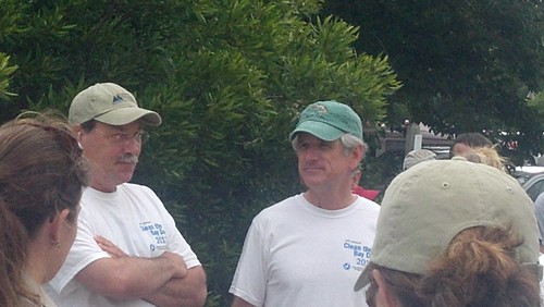 Virginia Secretary of Natural Resources Doug Domenech and U.S. Representative Scott Rigell chat before the Clean the Bay Day activities.