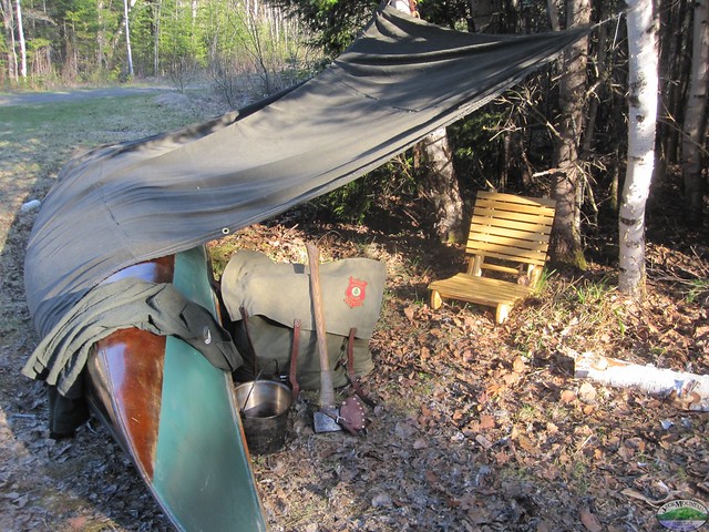 Traditional Canoe Shelter Canvas tarp set up with my 20' w 