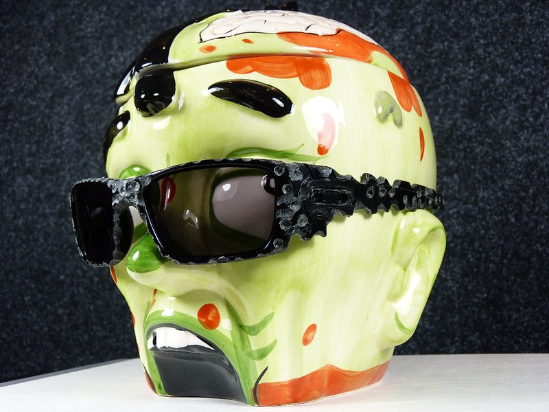 Zombie Head Cookie Jar w/Oakley Fuel Cell Bulletproof Dremel Edition w/Black Irid