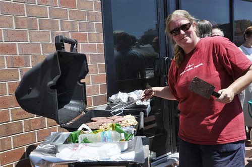 Jane Marita is heating things up to bring in donations for Feds Feed Families. (photo credit Lori Bocher)