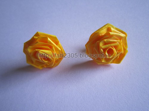 Handmade Jewelry - Paper Rose Earrings (Yellow) (1) by fah2305
